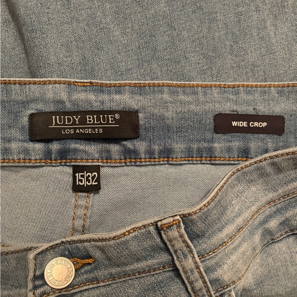 Judy Blue High Waist Double Button Waistband Cropped Wide Leg Jeans Size 15/32 - Picture 13 of 13